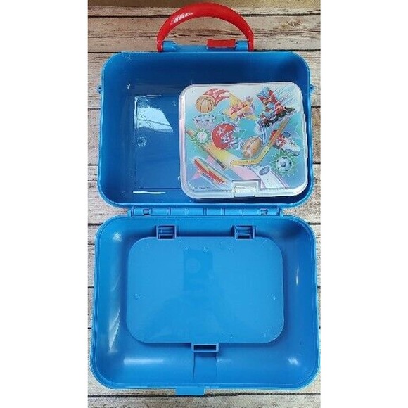 Sports Theme Sidekick Lunch Box with Sandwich Container Pecoware Soccer Ball A12 - Picture 3 of 3